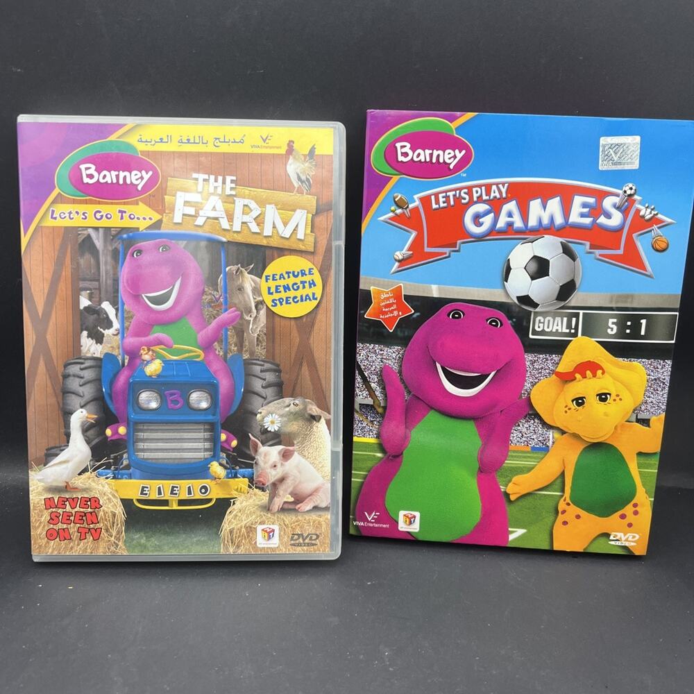 Barney RARE Let’s Go To The Farm & Let’s Play Games ARABIC & ENGLISH *REGION 2*